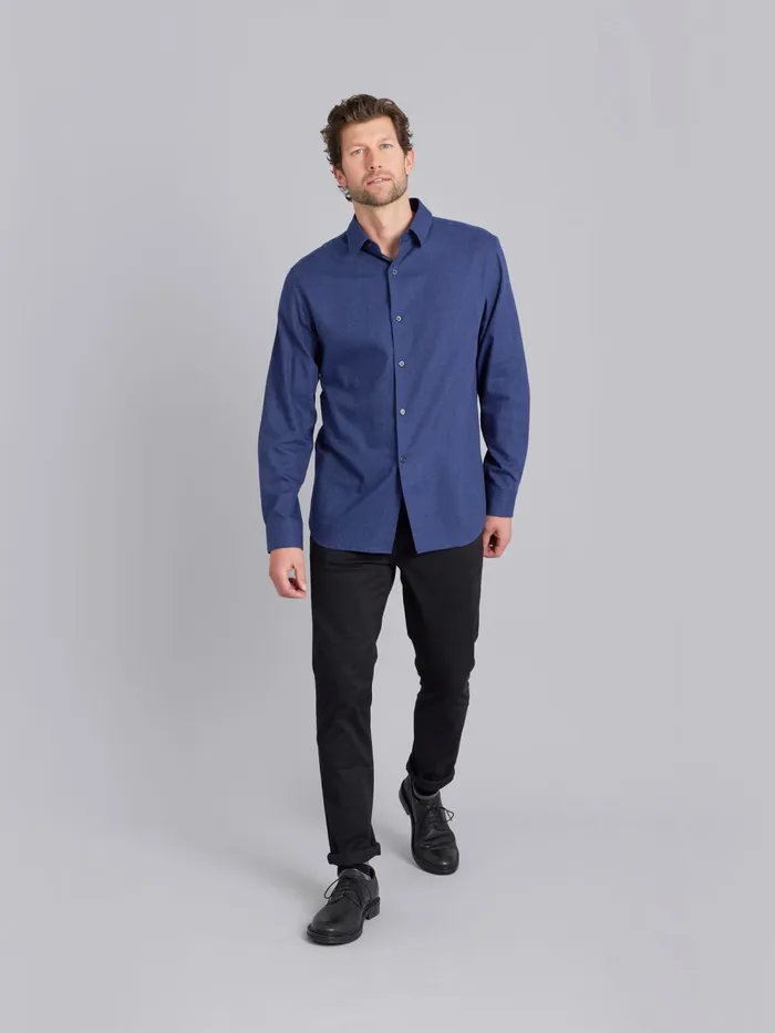 Men Agns B Shirts Midnight Blue Cotton Longsleeve Andy Shirt