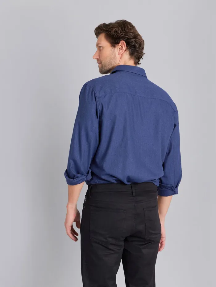 Men Agns B Shirts Midnight Blue Cotton Longsleeve Andy Shirt