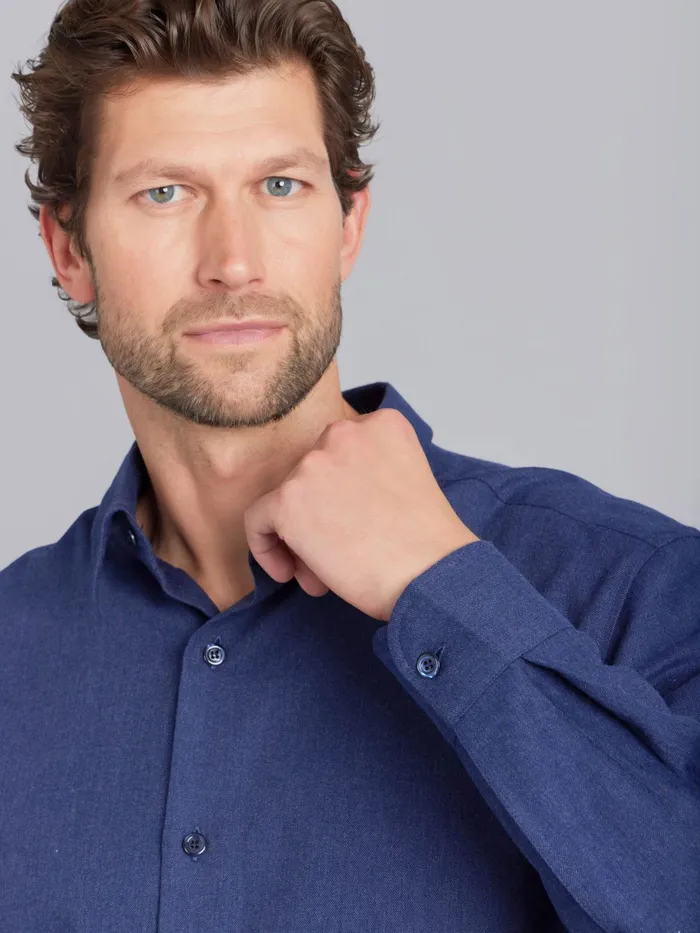 Men Agns B Shirts Midnight Blue Cotton Longsleeve Andy Shirt