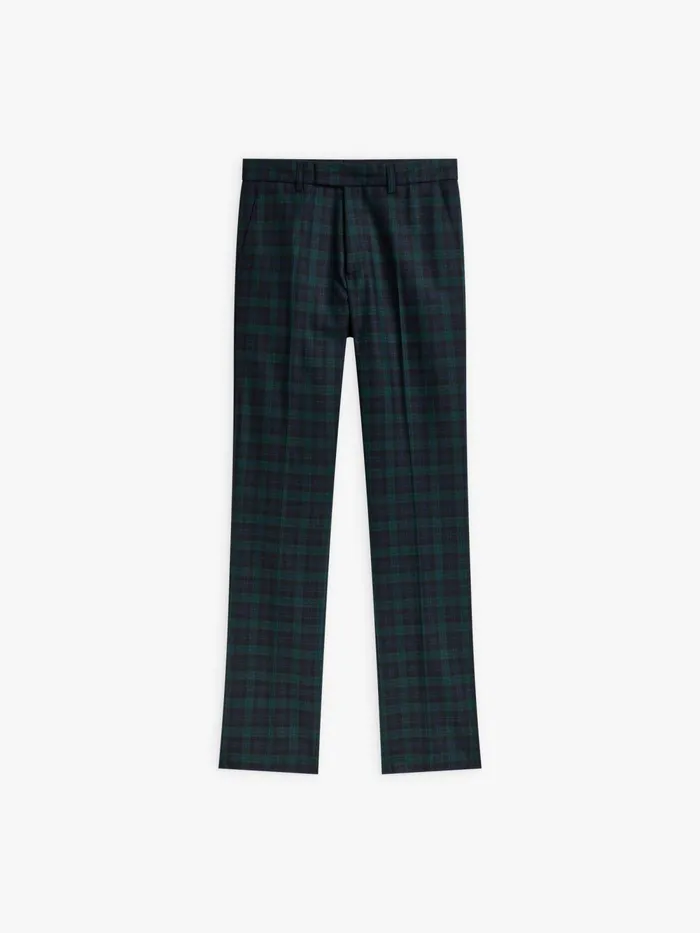 Men Agns B Suits Green Wool Checked Jamming Trousers