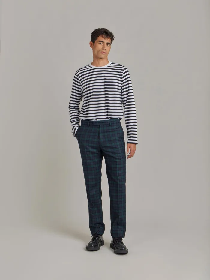 Men Agns B Suits Green Wool Checked Jamming Trousers