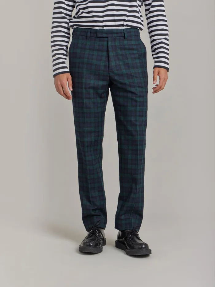 Men Agns B Suits Green Wool Checked Jamming Trousers