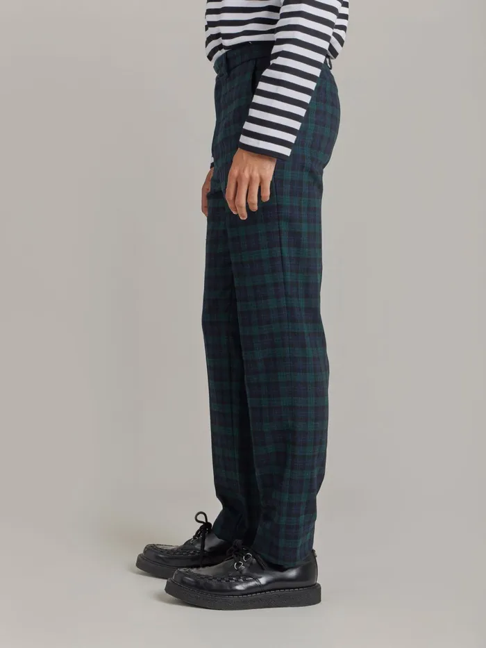 Men Agns B Suits Green Wool Checked Jamming Trousers