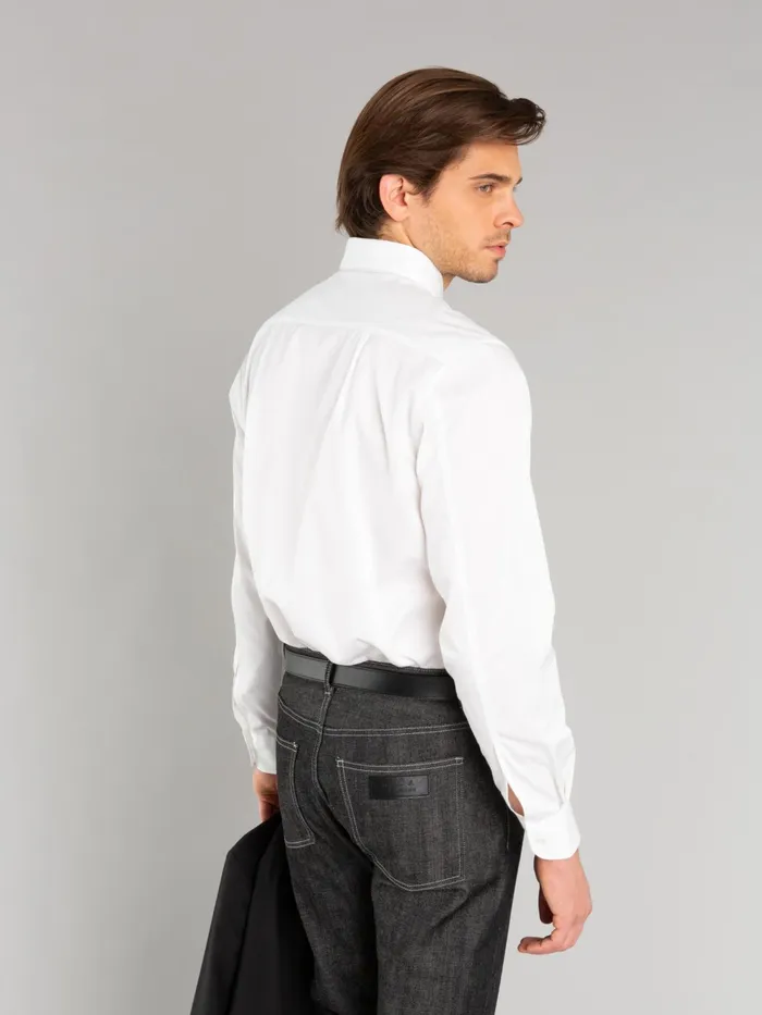 Men Agns B Suits White Cotton Twill Plante Shirt
