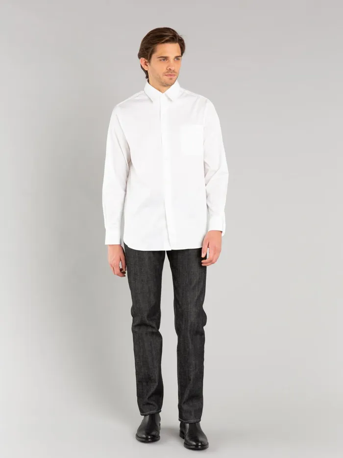 Men Agns B Suits White Cotton Twill Plante Shirt