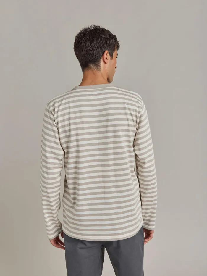 Men Agns B Tshirts and Polo Shirts Beige Cotton Jersey Striped Mark Tshirt