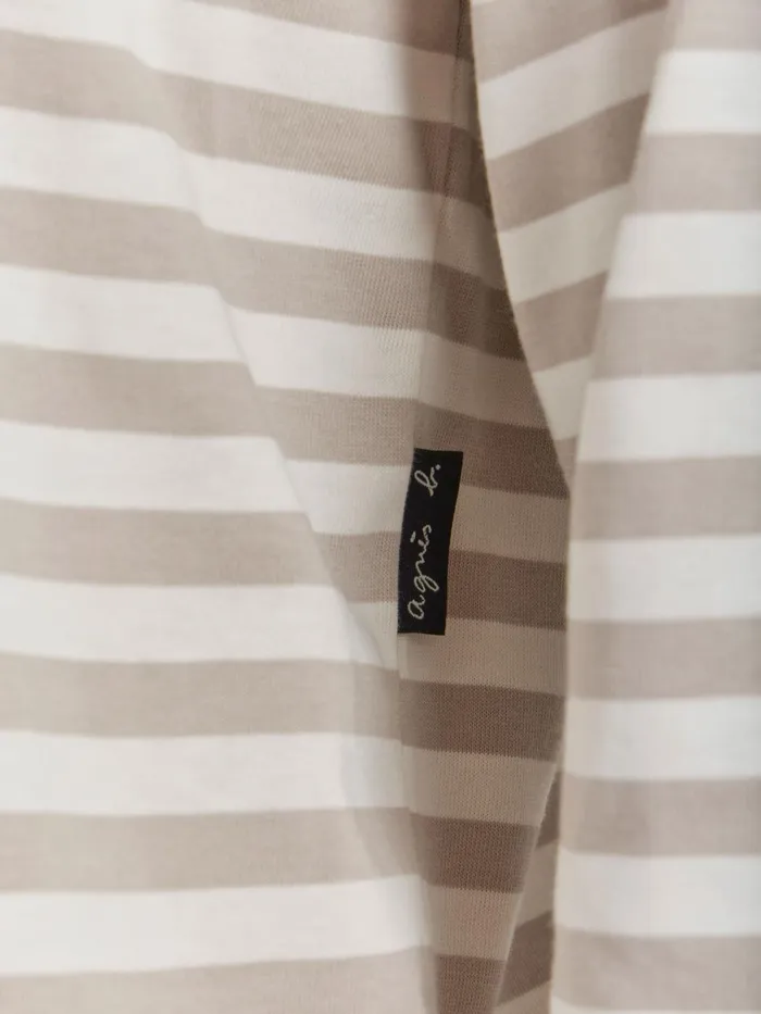 Men Agns B Tshirts and Polo Shirts Beige Cotton Jersey Striped Mark Tshirt