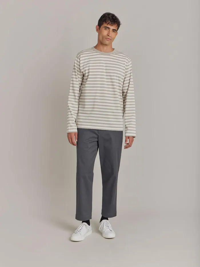 Men Agns B Tshirts and Polo Shirts Beige Cotton Jersey Striped Mark Tshirt