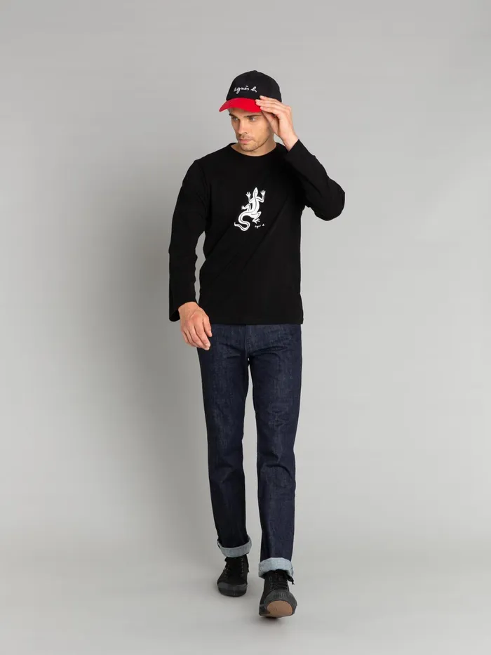 Men Agns B Tshirts and Polo Shirts Black Long Sleeves Coulos Lizard Tshirt