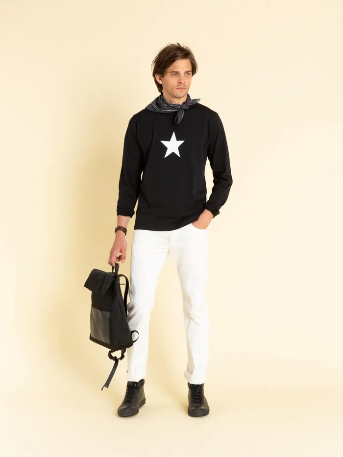 Men Agns B Tshirts and Polo Shirts Black Long Sleeves Coulos Star Tshirt