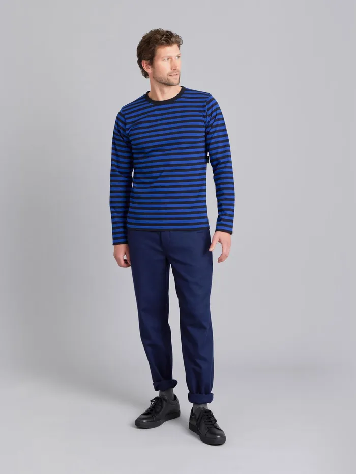 Men Agns B Tshirts and Polo Shirts Blue and Black Long Sleeves Striped Coulos Tshirt