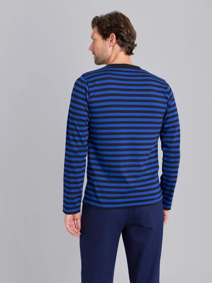 Men Agns B Tshirts and Polo Shirts Blue and Black Long Sleeves Striped Coulos Tshirt