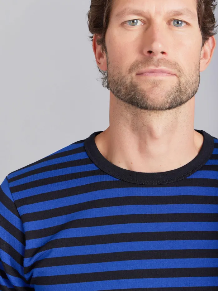 Men Agns B Tshirts and Polo Shirts Blue and Black Long Sleeves Striped Coulos Tshirt