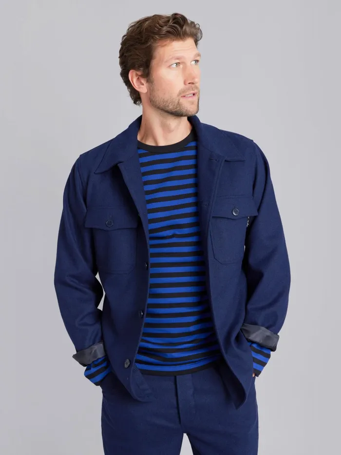 Men Agns B Tshirts and Polo Shirts Blue and Black Long Sleeves Striped Coulos Tshirt