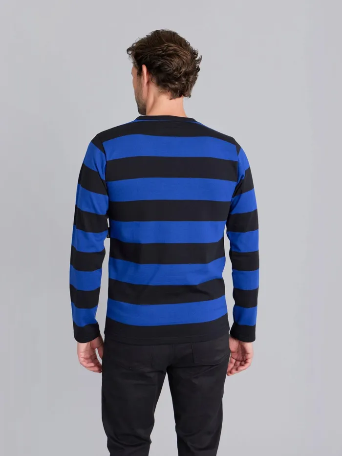Men Agns B Tshirts and Polo Shirts Blue And Black Wide Striped Coulos Tshirt
