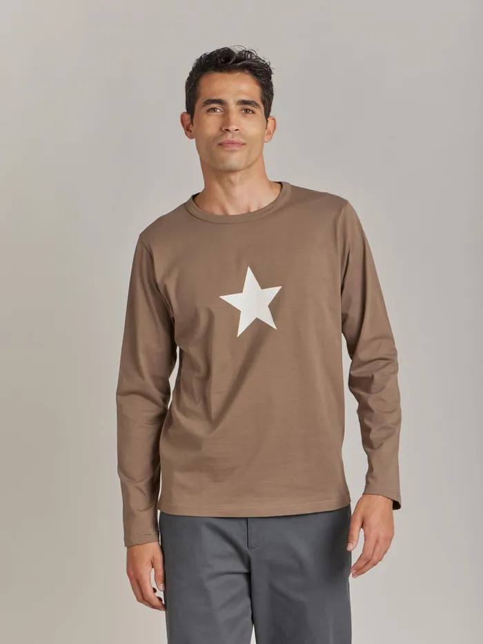 Men Agns B Tshirts and Polo Shirts Brown Cotton Jersey Screenprinted New Coulos Tshirt