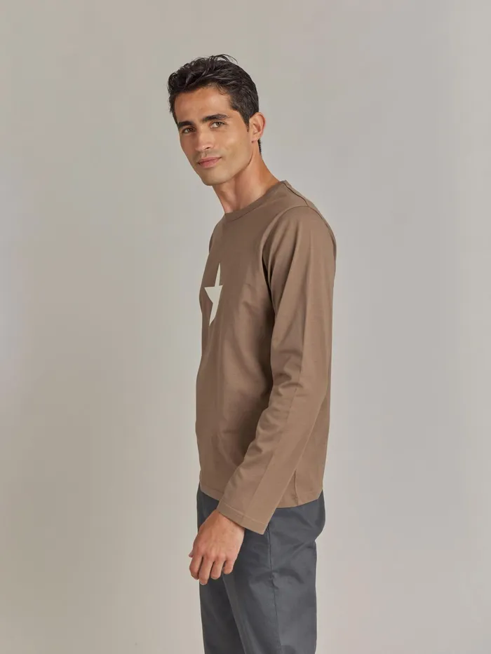 Men Agns B Tshirts and Polo Shirts Brown Cotton Jersey Screenprinted New Coulos Tshirt