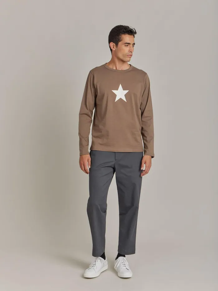 Men Agns B Tshirts and Polo Shirts Brown Cotton Jersey Screenprinted New Coulos Tshirt