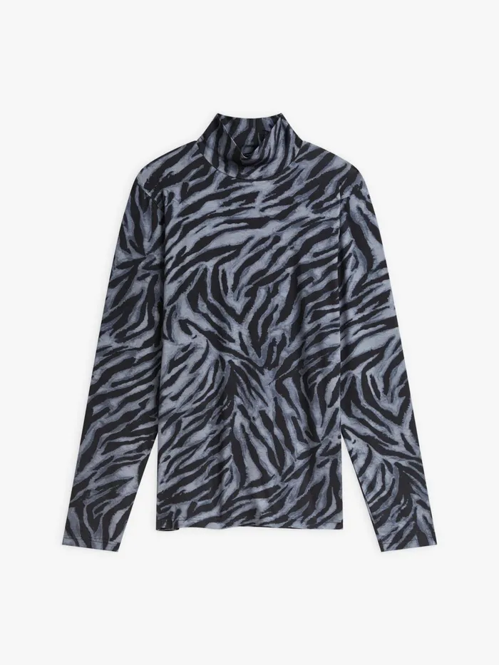 Men Agns B Tshirts and Polo Shirts Grey Jersey Zebra Print Panama Tshirt