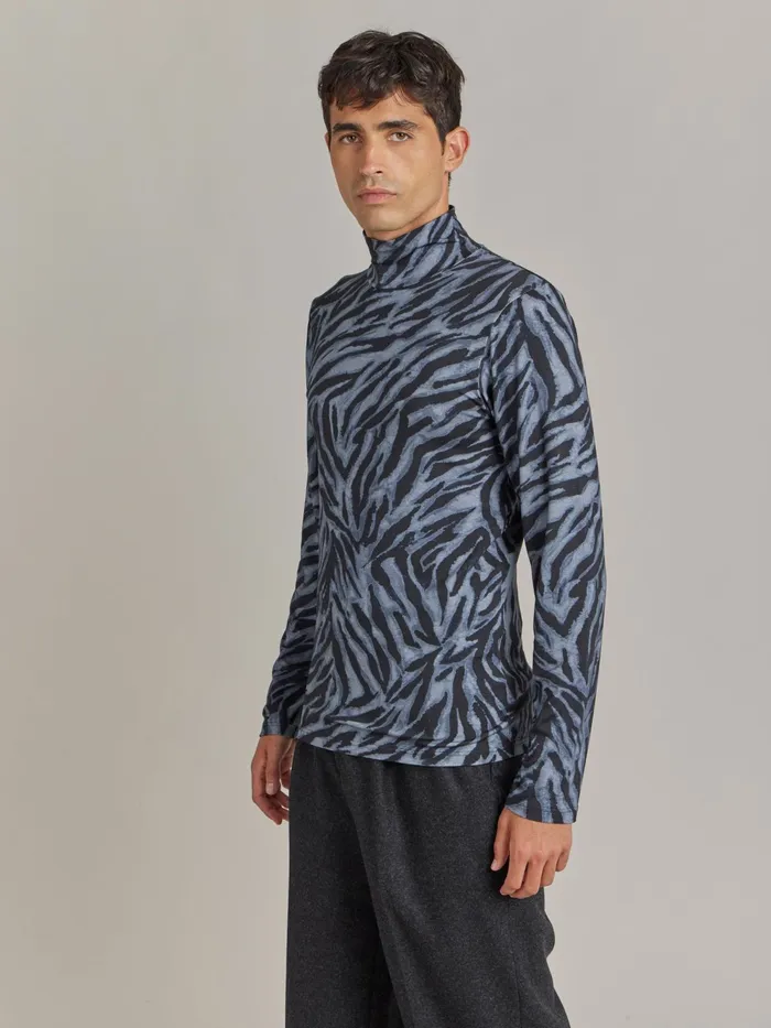 Men Agns B Tshirts and Polo Shirts Grey Jersey Zebra Print Panama Tshirt