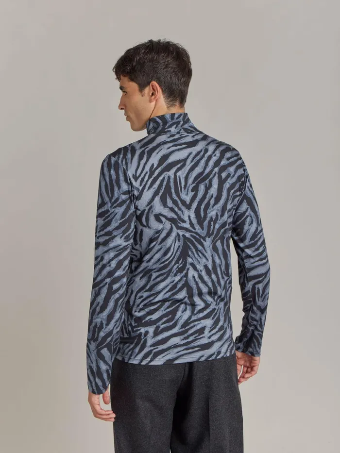 Men Agns B Tshirts and Polo Shirts Grey Jersey Zebra Print Panama Tshirt