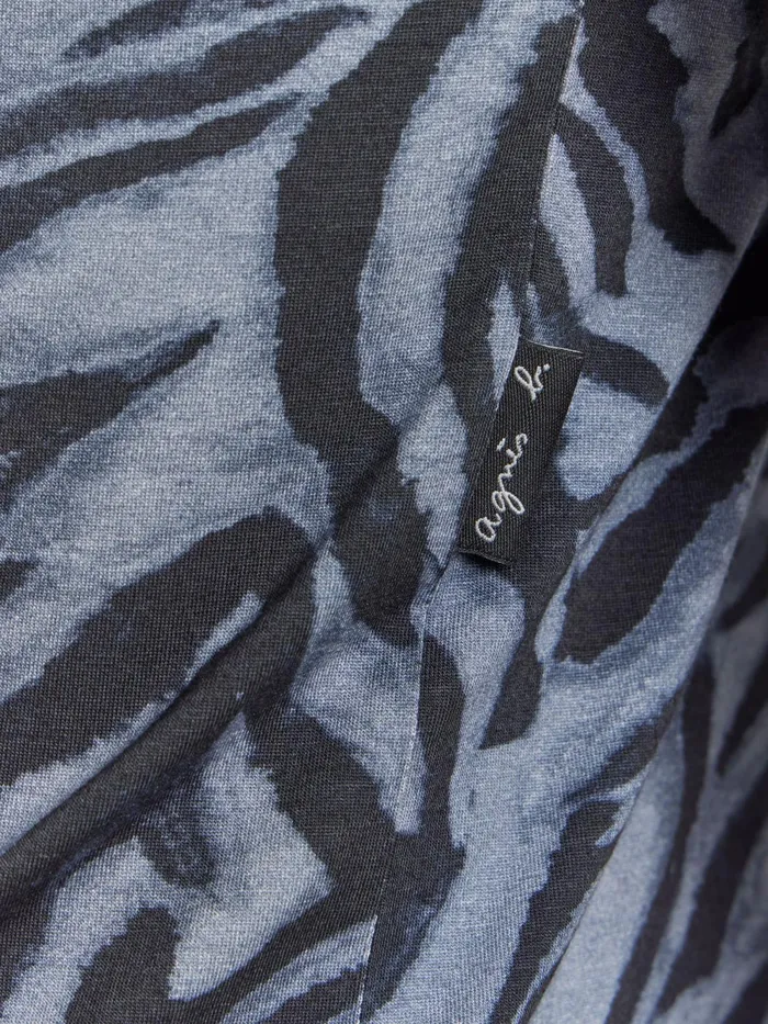 Men Agns B Tshirts and Polo Shirts Grey Jersey Zebra Print Panama Tshirt