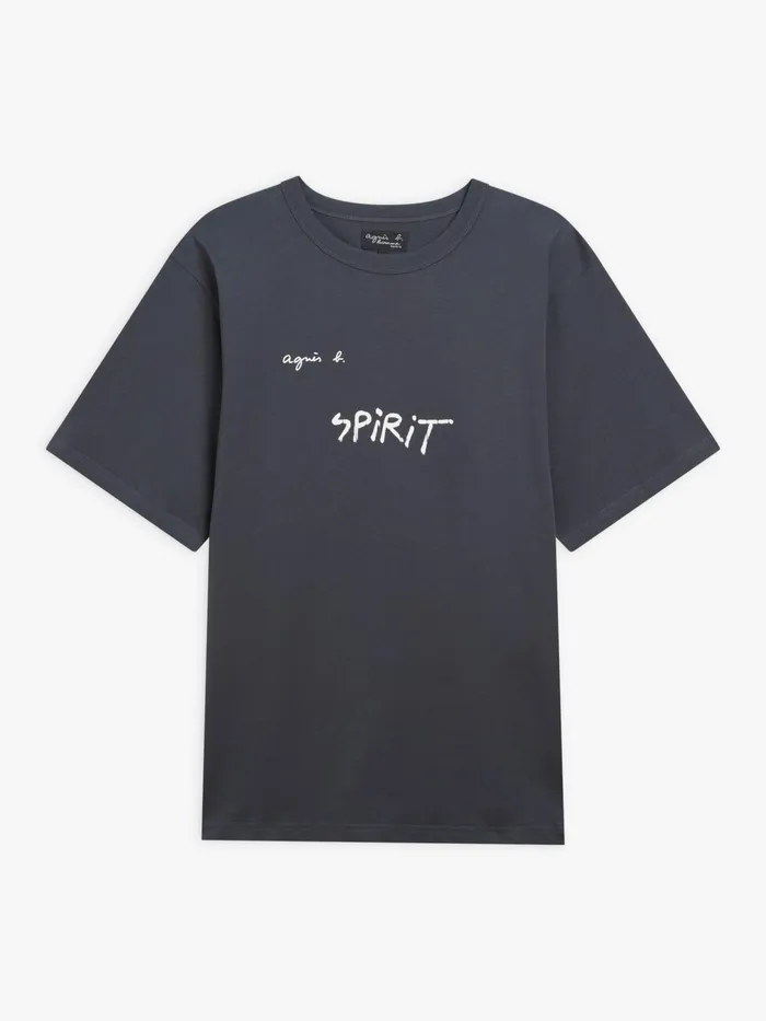 Men Agns B Tshirts and Polo Shirts Grey Mark Cotton Jersey Tshirt With 034Spirit034 Screenprint Men Agns B Tshirts and Polo Shirts Grey Mark Cotton Jersey Tshirt With 034Spirit034 Screenprint