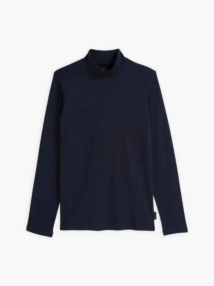 Men Agns B Tshirts and Polo Shirts Navy Blue High Collar Panama Tshirt