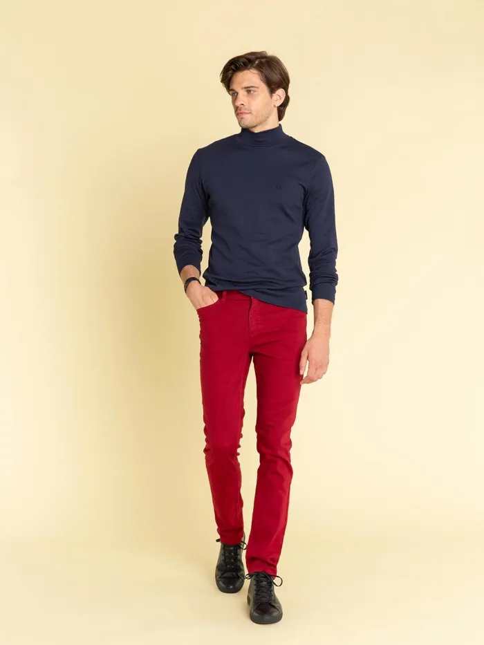 Men Agns B Tshirts and Polo Shirts Navy Blue High Collar Panama Tshirt