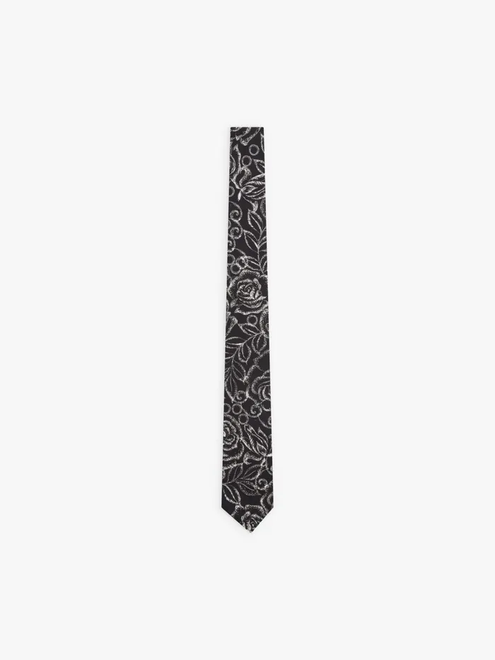 Men Agns B Ties and Bow Ties Black Cotton Motif Ludwig Tie