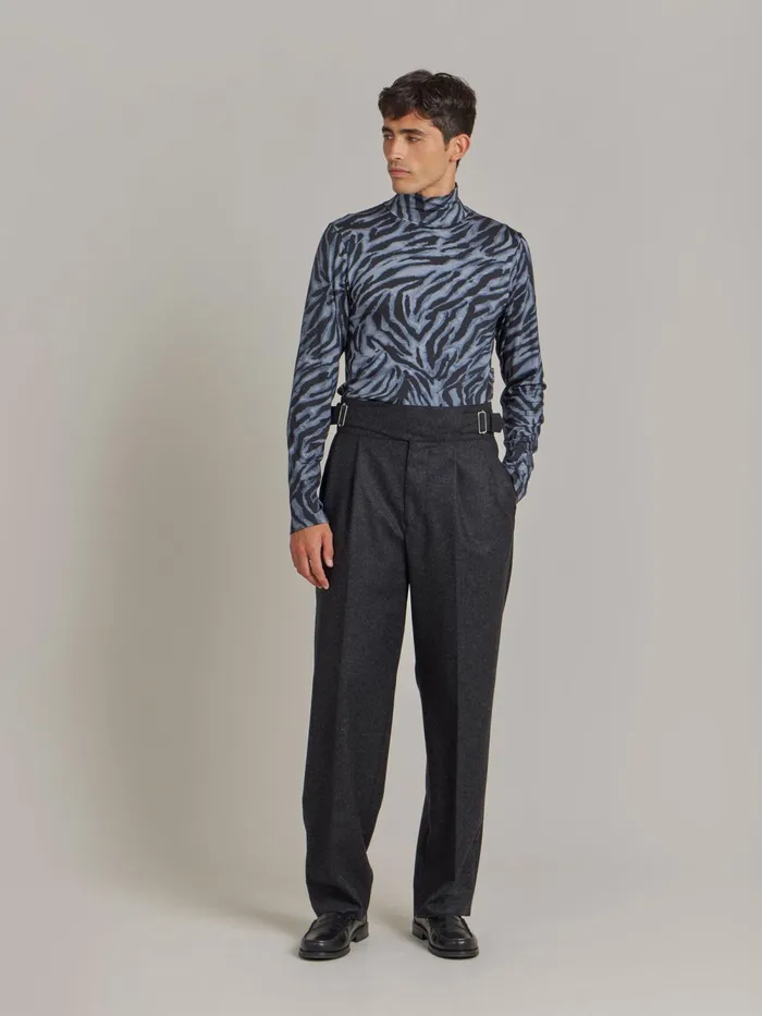 Men Agns B Trousers Grey Wool Tweed Trousers