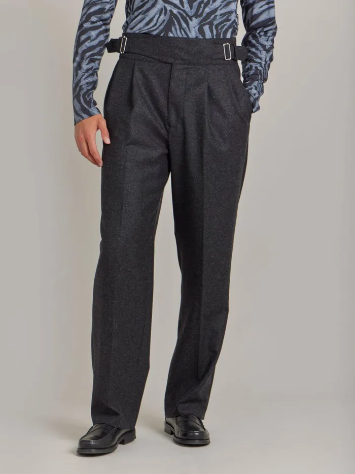 Men Agns B Trousers Grey Wool Tweed Trousers