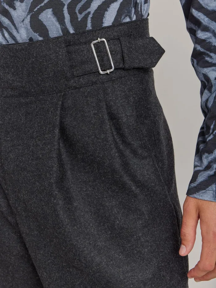 Men Agns B Trousers Grey Wool Tweed Trousers