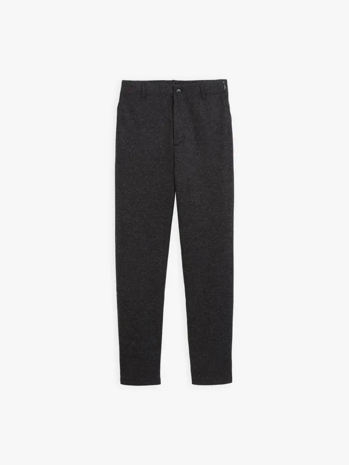 Men Agns B Trousers Mottled Black Wool Jersey Motor Trousers