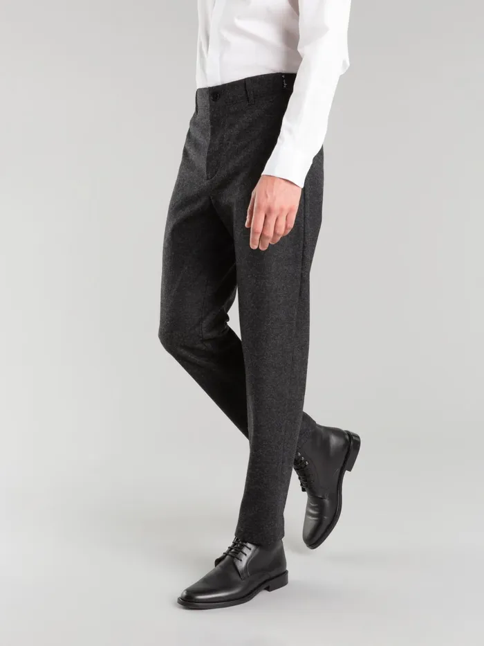 Men Agns B Trousers Mottled Black Wool Jersey Motor Trousers