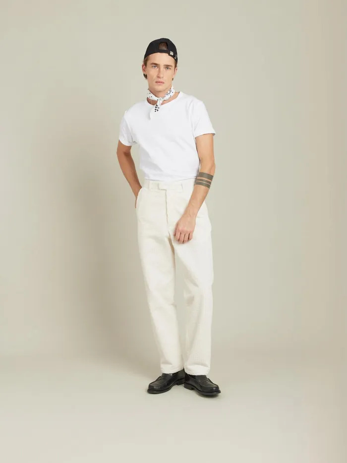 Men Agns B Trousers White Cotton Jumbo Cord Jamey Trousers
