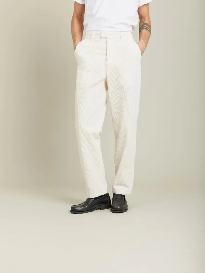 Men Agns B Trousers White Cotton Jumbo Cord Jamey Trousers