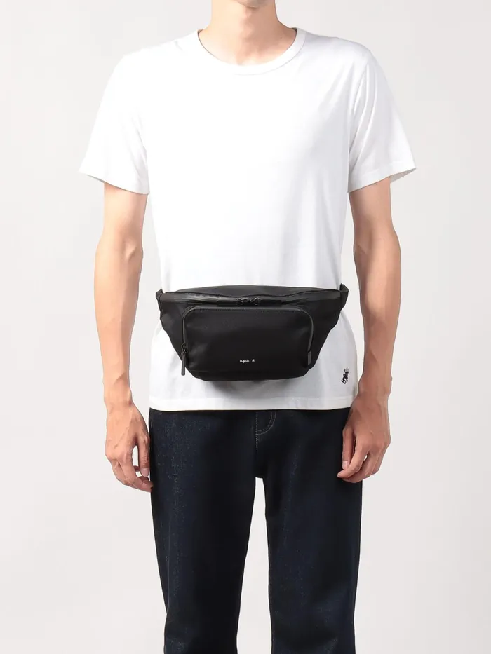 Men Agns B Waist Bags Black Nylon Bum Bag With Front Pocket