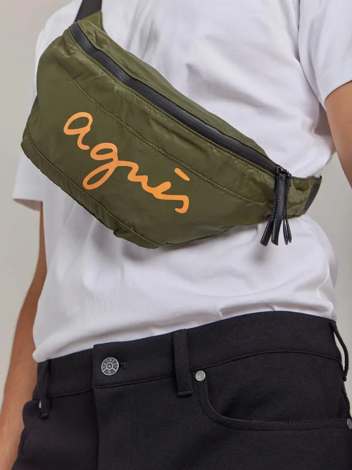 Men Agns B Waist Bags Green Nylon Bum Bag