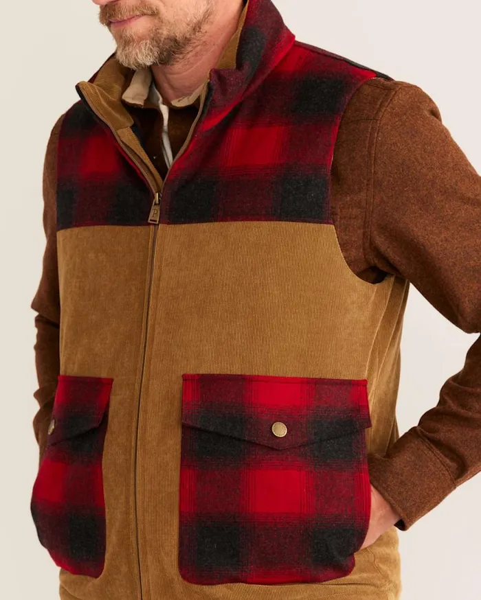 Men BLACK HILLS DOWN VEST Red Ombre Pendleton Jackets and Coats