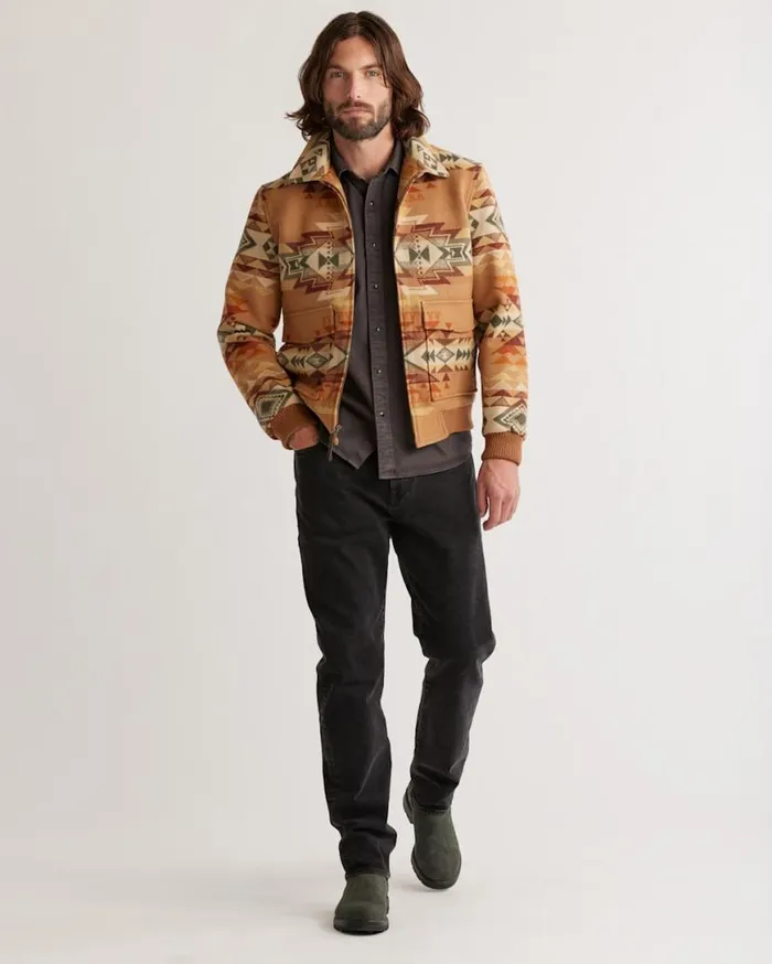Men COLTON ZIPFRONT WOOL COAT Tan Highland Peak Pendleton Jackets and Coats