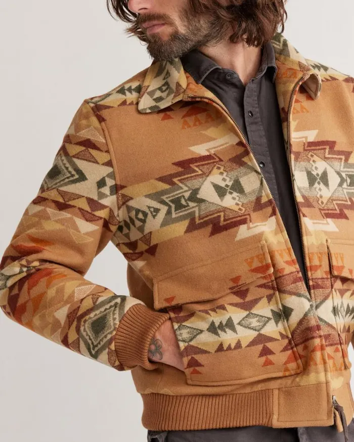 Men COLTON ZIPFRONT WOOL COAT Tan Highland Peak Pendleton Jackets and Coats