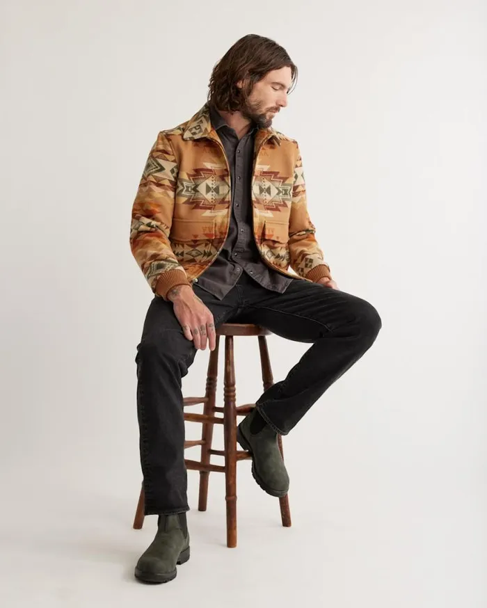 Men COLTON ZIPFRONT WOOL COAT Tan Highland Peak Pendleton Jackets and Coats