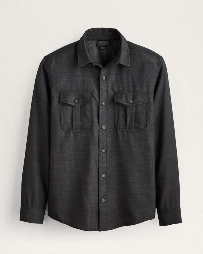 Men HARRISON MERINO SHIRT Black Worsted Pendleton Shirts