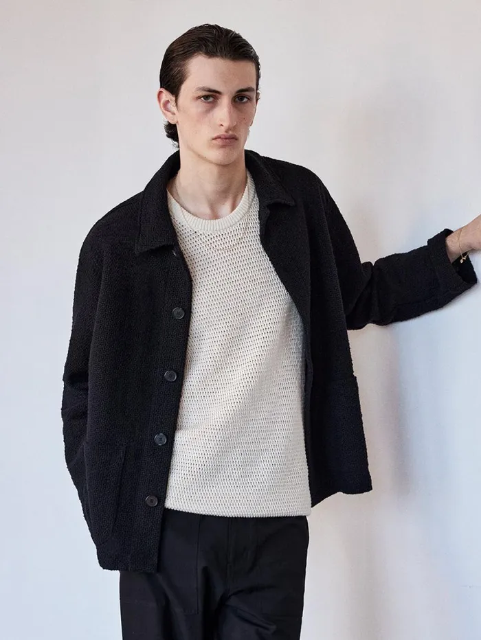 Men Jackets and Coats FRAME Crochet Jacket 8212 Ash Black