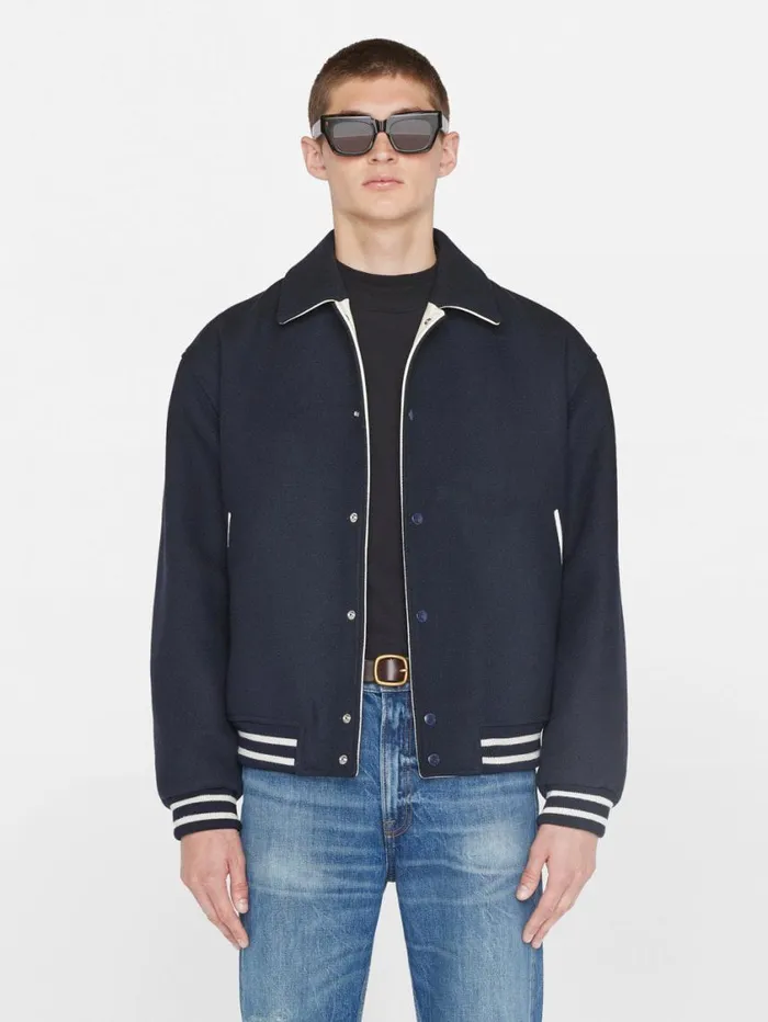 Men Jackets and Coats FRAME Fall Varsity Jacket 8212 Midnight Blue