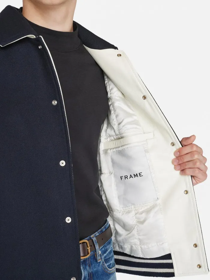 Men Jackets and Coats FRAME Fall Varsity Jacket 8212 Midnight Blue