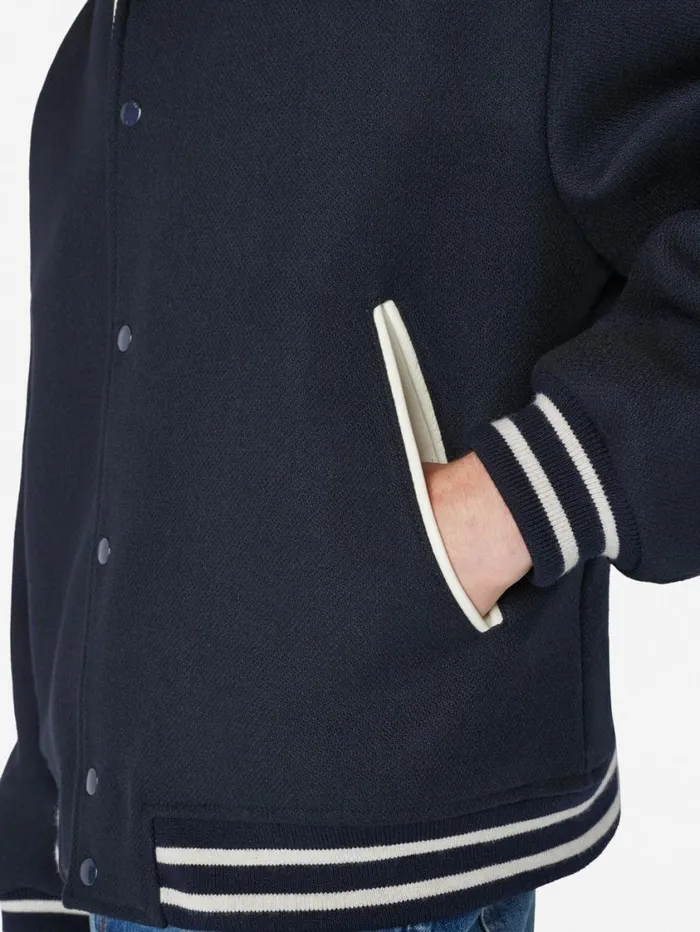 Men Jackets and Coats FRAME Fall Varsity Jacket 8212 Midnight Blue