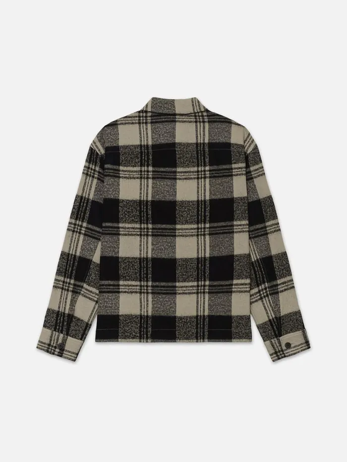 Men Jackets and Coats FRAME Spring Plaid Zip Shirt Jacket 8212 Smoke BeigeNoir Men Jackets and Coats FRAME Spring Plaid Zip Shirt Jacket 8212 Smoke BeigeNoir