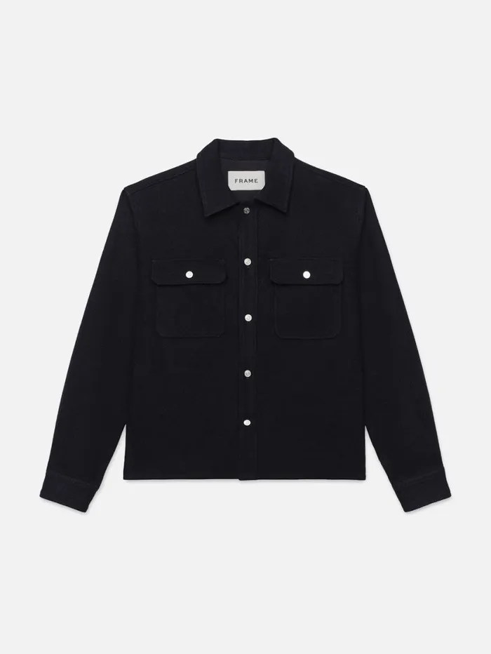 Men Jackets and Coats FRAME Textured Overshirt Jacket 8212 Dark Navy